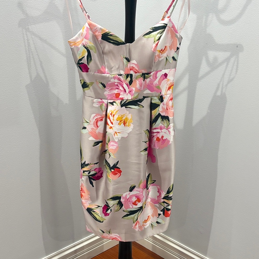 Eliza J Floral Wedding Dress - Pink and Cream